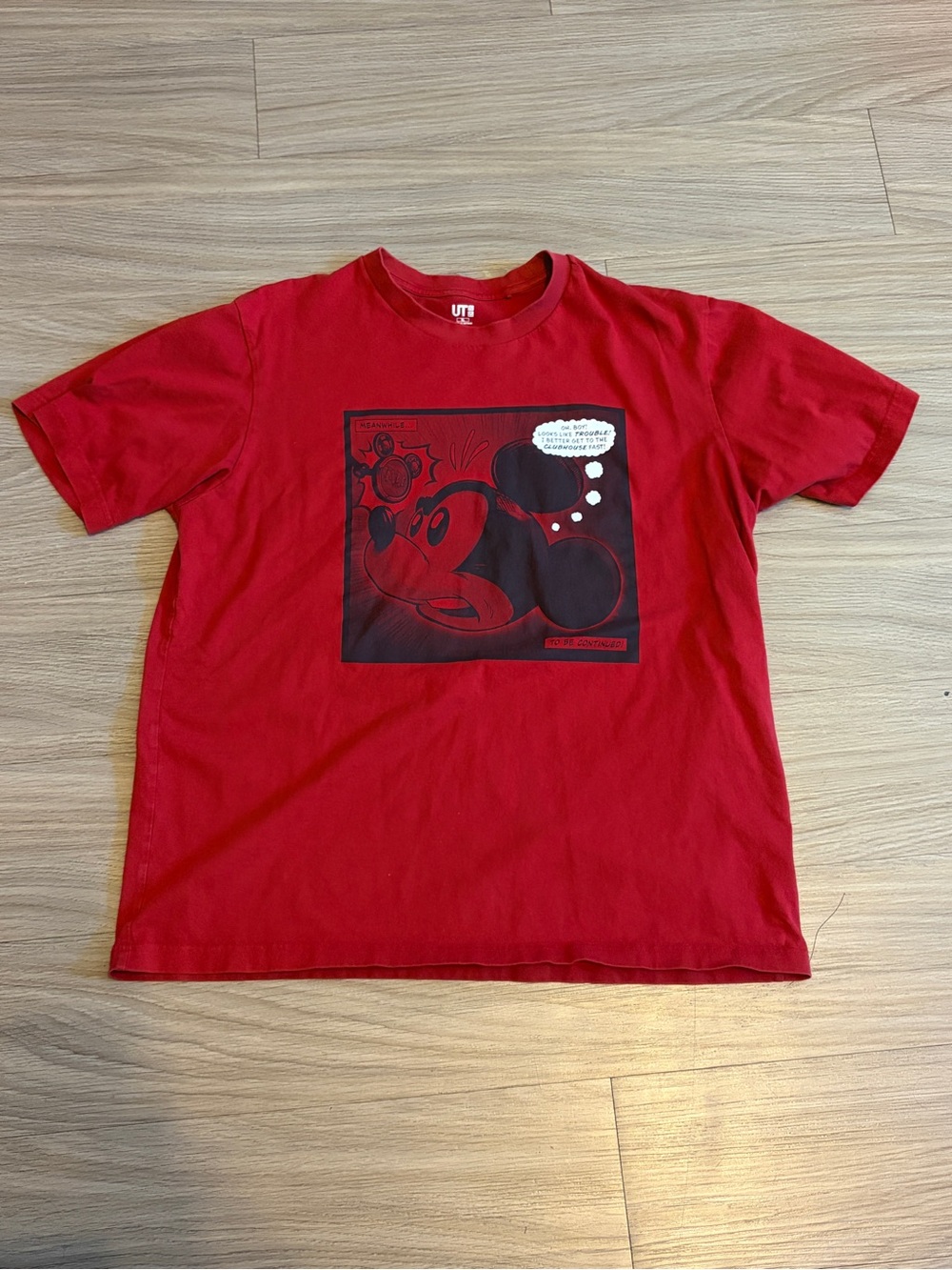 Uniqlo Red Mickey Mouse Graphic Short Sleeve Tee